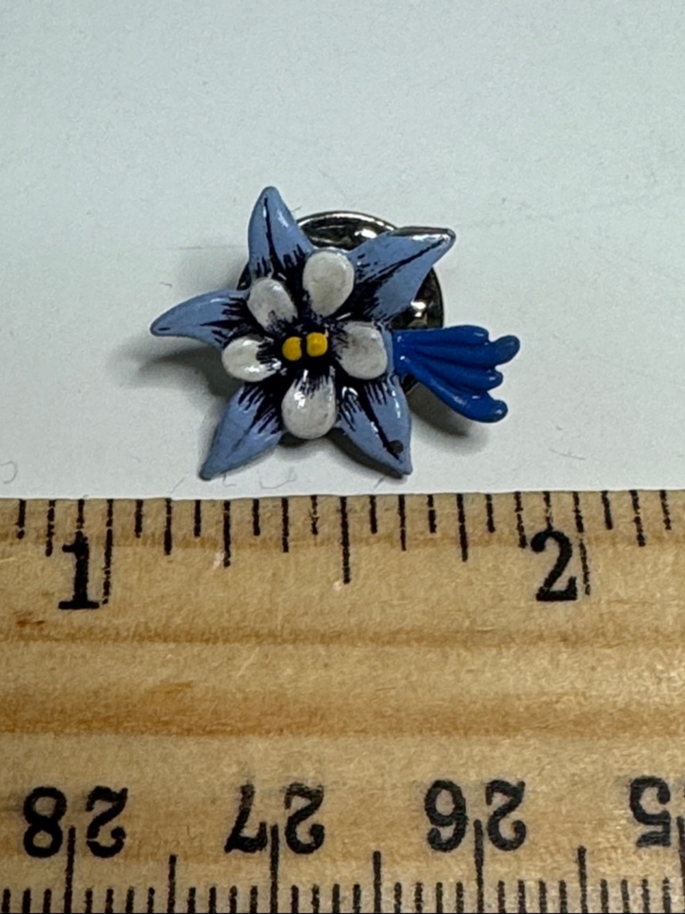 Vintage Signed J Ritter Blue and White Floral Lapel Pin delicate